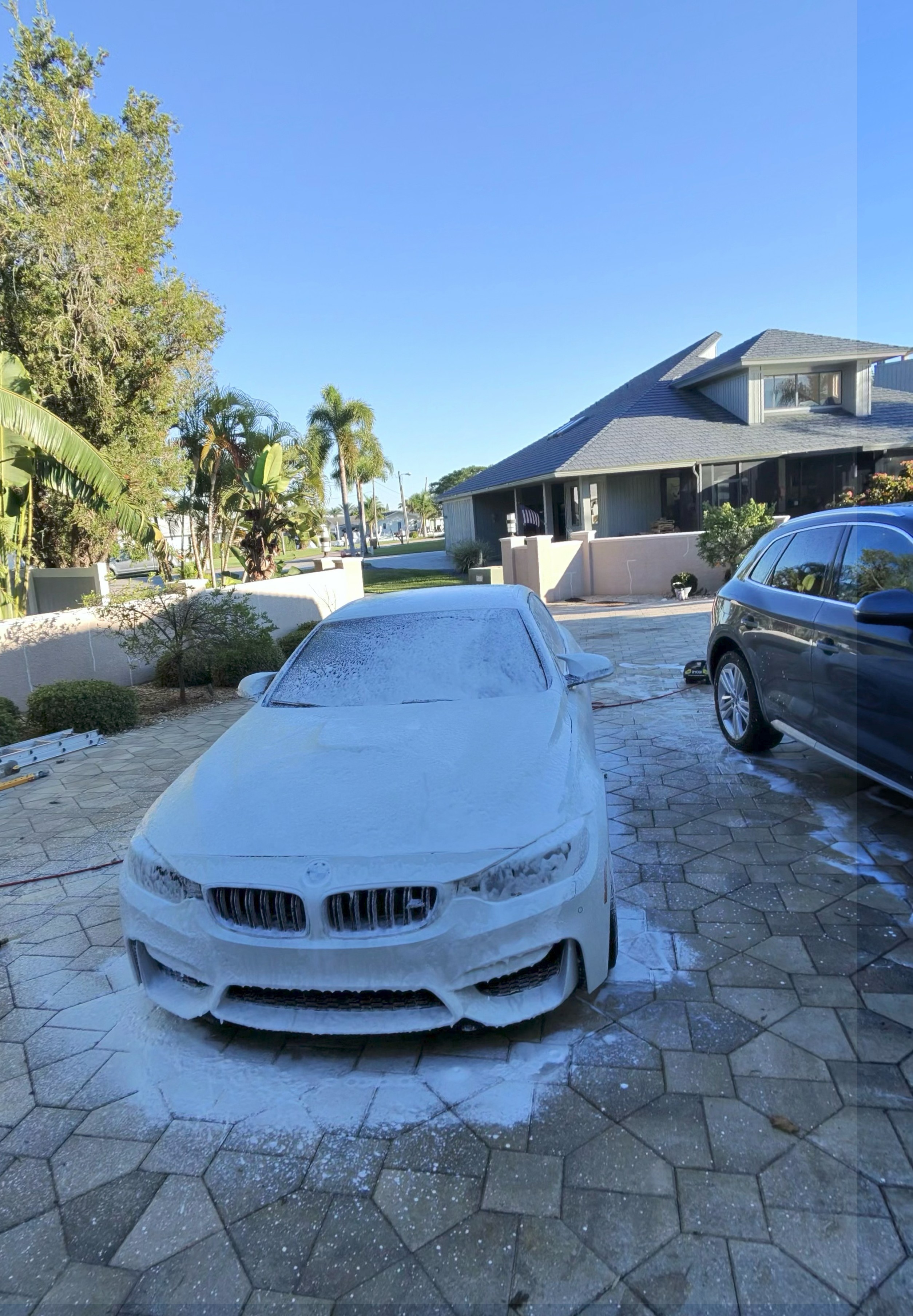 BMW M4 foam wash — mobile detailing